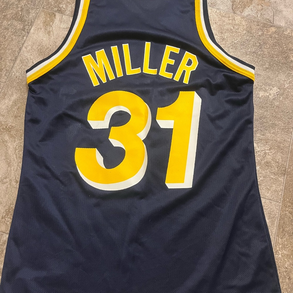 Reggie Miller Indiana Pacers Vintage Champion Navy Jersey Basketball Size 40